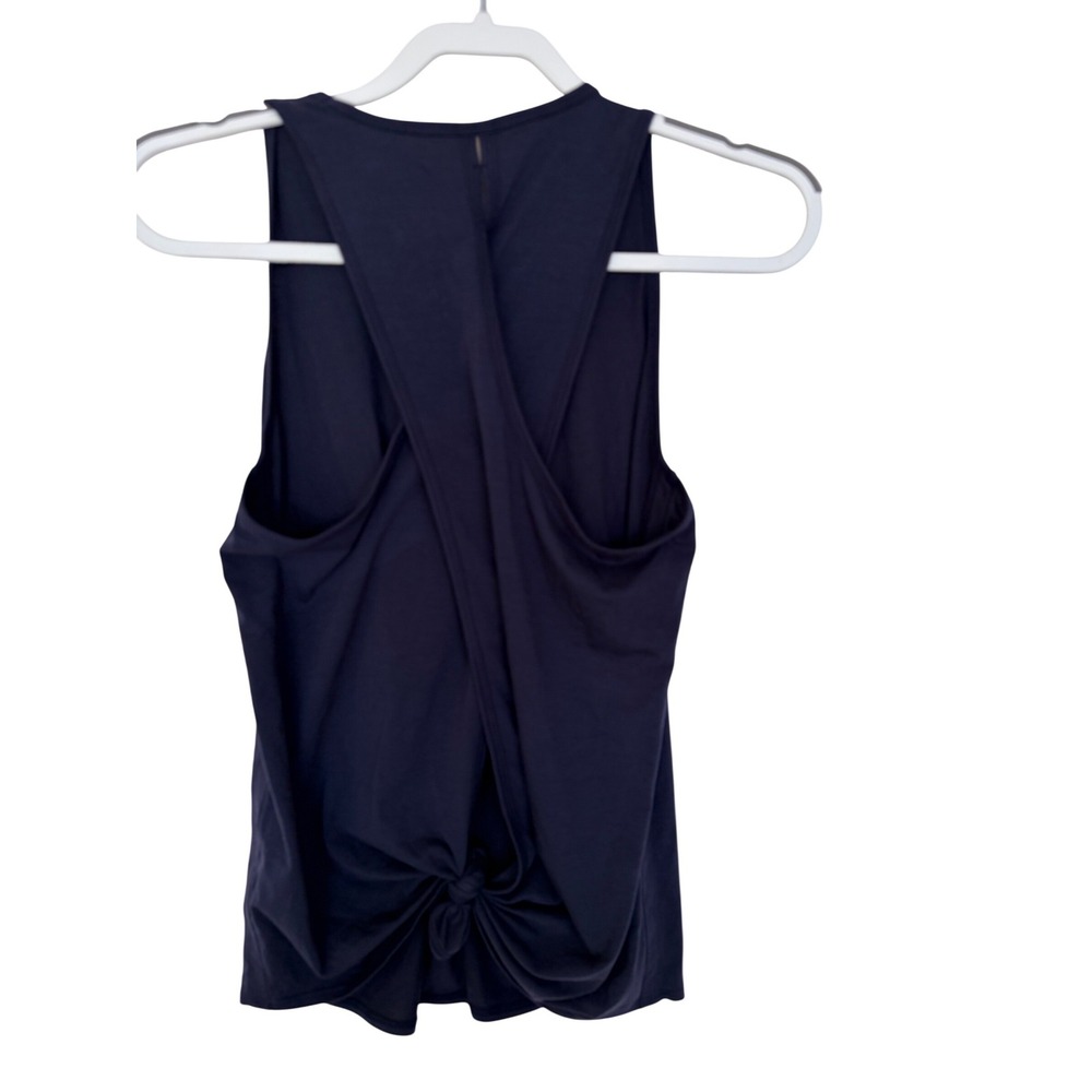 Athleta Essence Tie Back Tank Navy Blue Small Petite Activewear Yoga Top SP - Picture 2 of 7